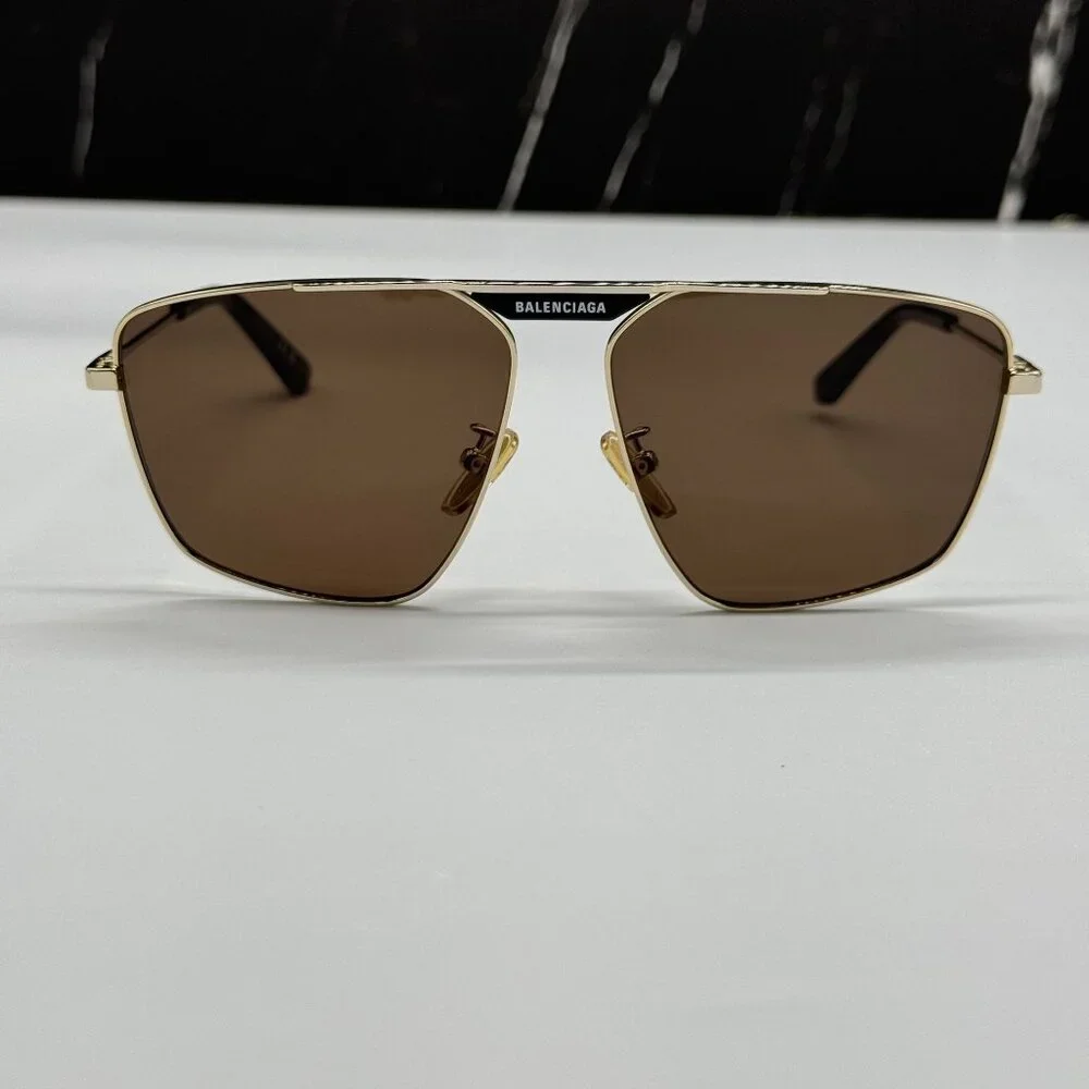 NEW BALENCIAGA SUNGLASSES GOLD UNISEX EYEWEAR BALENCIAGA BB0246SA 003